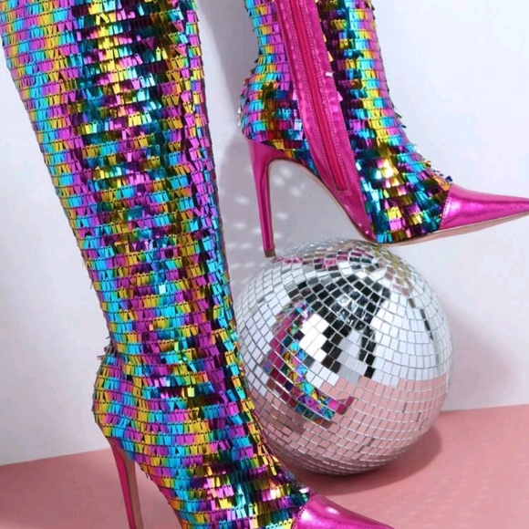 Multicolored Sequin Boots - Picture 3 of 4